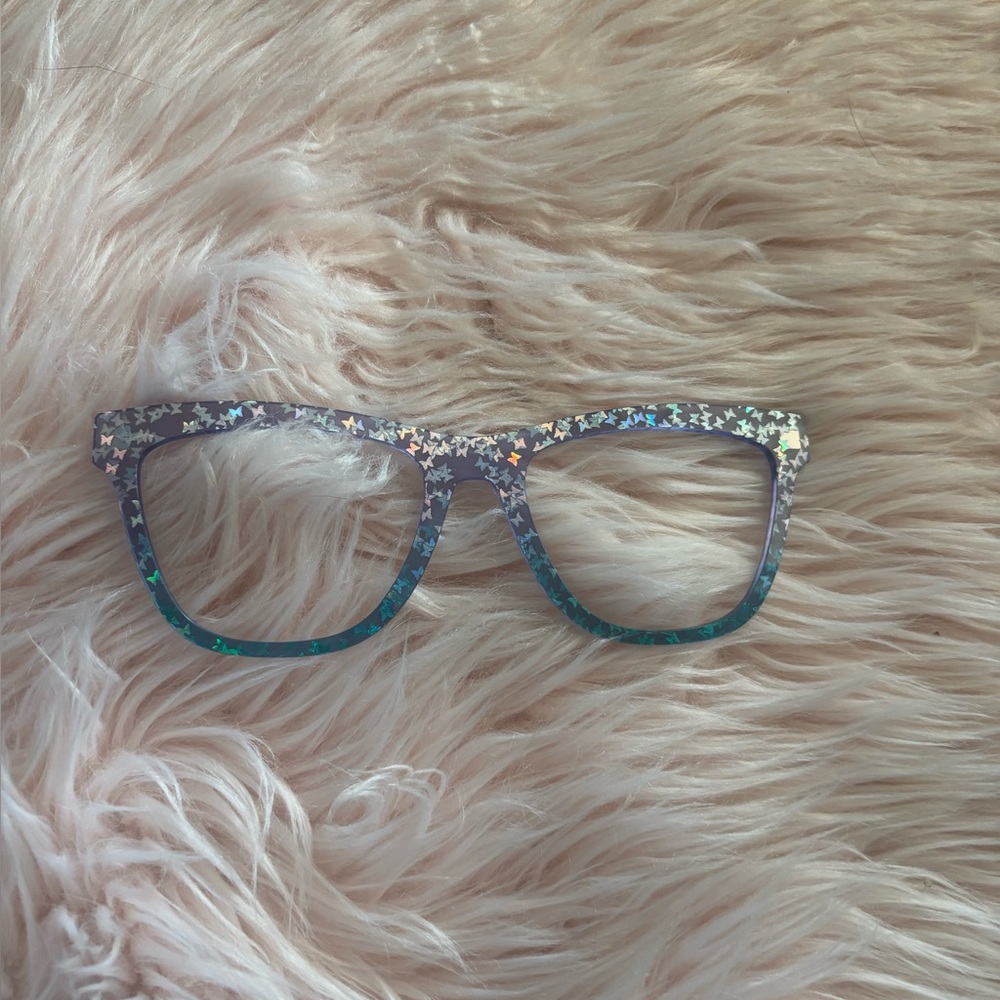 Holographic Star Pattern Blue Green Clear Frame Glasses Pairwear Harper's
